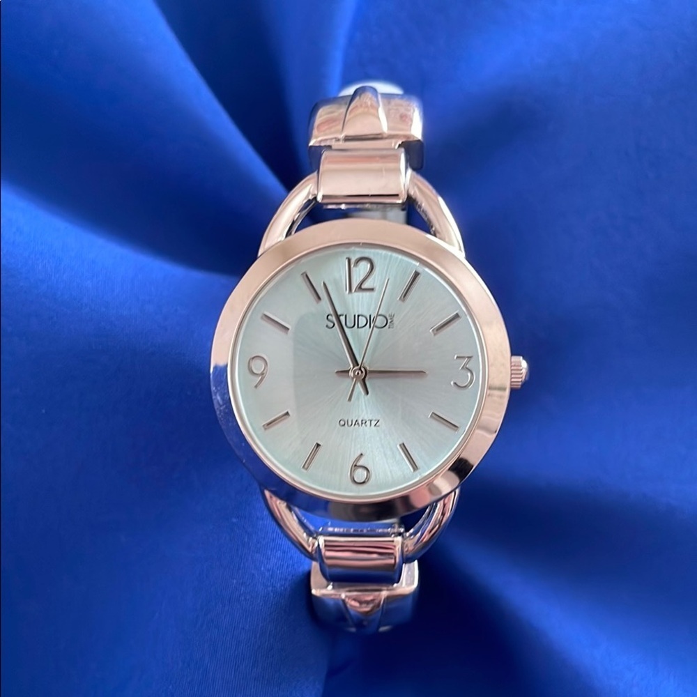 Studio Quartz Silver and Teal Women's Watch